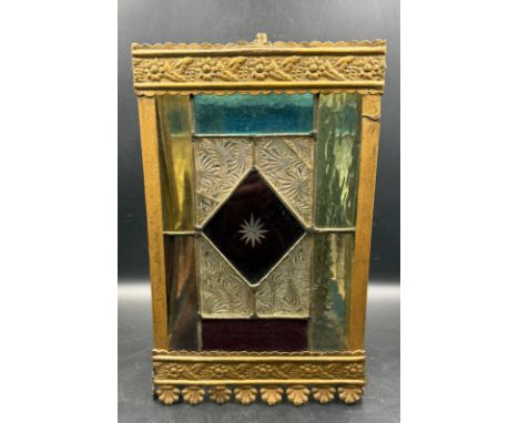 A Victorian stained glass lantern light. H 29.5cm