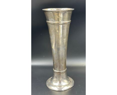 A hallmarked silver trumpet vase, hallmarked for London by Charles Edwards, approximate height 255mm