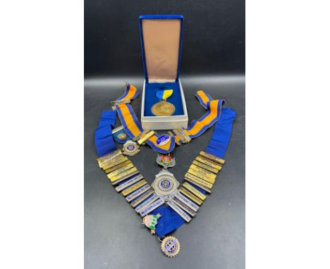 A selection of Rotary club medals, some silver content 