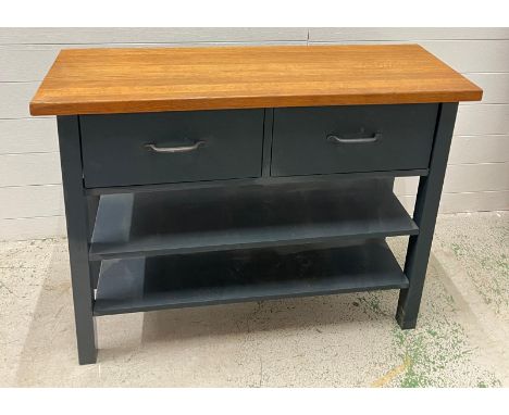 A painted console table with deep drawers (H80cm W107cm D37cm)