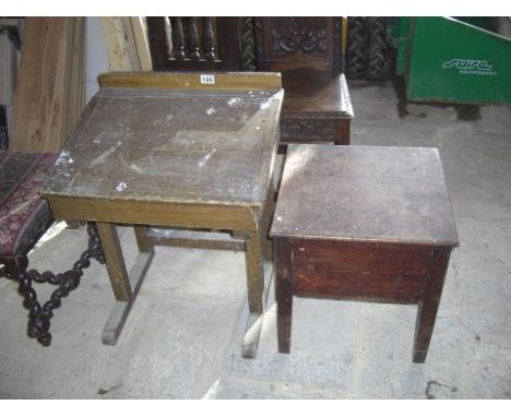 Pine child's desk and commode