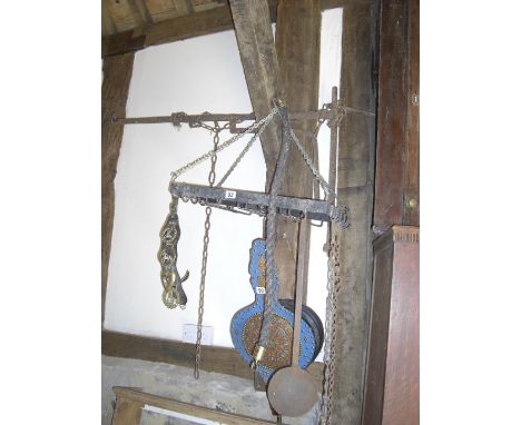 Metal kitchen pot hanger, steelyard scales and martingale