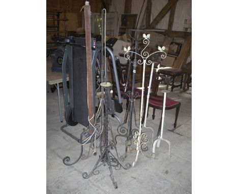 Collection of metal candle and lamp holders etc