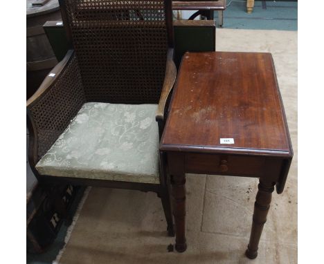 A small mahogany pembroke table, card table and chair (3) Condition Report: Available upon request