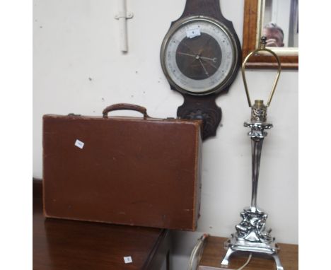 A small case, barometer and table lamp (3) Condition Report: Available upon request