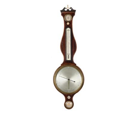 A GEORGE III MAHOGANY MERCURY WHEEL BAROMETER WITH TEN-INCH DIALJames Gatty, London, circa 1805The 10 inch star-centred circu