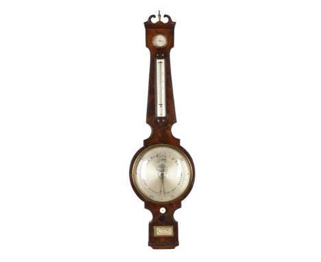 A WILLIAM IV MAHOGANY MERCURY WHEEL BAROMETER WITH 10 INCH DIALI. Braham, Torquay, circa 1830The 10 inch circular silvered re