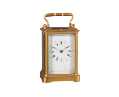 A FRENCH GILT BRASS REPEATING CARRIAGE CLOCK Achille Brocot, Paris, late 19th centuryThe two train eight-day bell striking mo