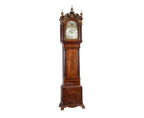 AN IMPRESSIVE INLAID MAHOGANY EIGHT-DAY QUARTER CHIMING LONGCASE CLOCK WITH MOONPHASEThe dial bearing a signature for Robert 