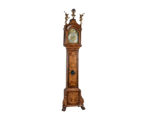 A WALNUT AND FLORAL MARQUETRY EIGHT DAY LONGCASE CLOCKThe movement and dial by Mark Hawkins, Bury St. Edmonds, mid 18th centu