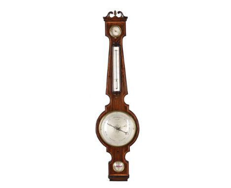 Y A WILLIAM IV ROSEWOOD MERCURY WHEEL BAROMETERComyns, London, circa 1835The 8 inch circular silvered star-centred register s