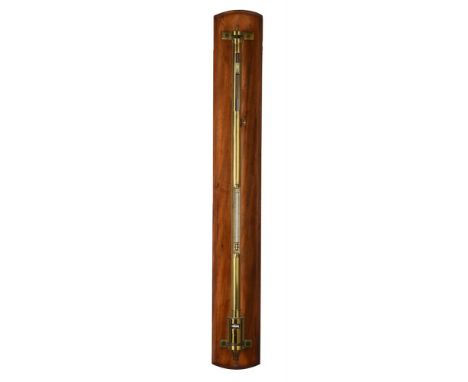 A VICTORIAN LACQUERED BRASS FORTIN-TYPE LABORATORY MERCURY STICK BAROMETERM. Pillischer, London, circa 1870The instrument wit