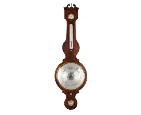 Y AN EARLY VICTORIAN MAHOGANY MERCURY WHEEL BAROMETER WITH TWELVE-INCH DIALP. Bregazzi, Nottingham, circa 1840The 12 inch sta