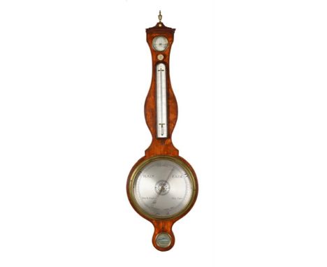 A GEORGE III SATINWOOD MERCURY WHEEL BAROMETER WITH TEN-INCH DIALFrancis Anone, London, circa 1805The 10 inch star-centred ci