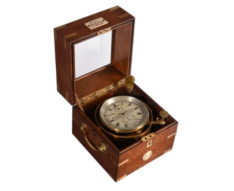A GEORGE V MAHOGANY TWO-DAY MARINE CHRONOMETERKelvin, Bottomley and Baird Limited, Glasgow, circa 1920The four pillar full-pl