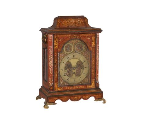 A FINE AND RARE GEORGE III RED JAPANNED MUSICAL TABLE CLOCK MADE FOR THE MIDDLE-EASTERN MARKETRecordon, Spencer and Perkins, 