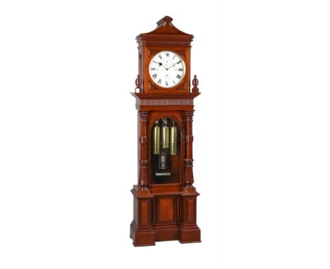 AN IMPRESSIVE VICTORIAN MAHOGANY QUARTER-CHIMING LONGCASE REGULATORSmith and Sons, London, mid 19th centuryThe substantial fo