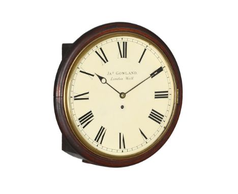 A VICTORIAN MAHOGANY FUSEE DIAL WALL TIMEPIECEThe dial signed for James Gowland, London, mid to late 19th centuryThe four col