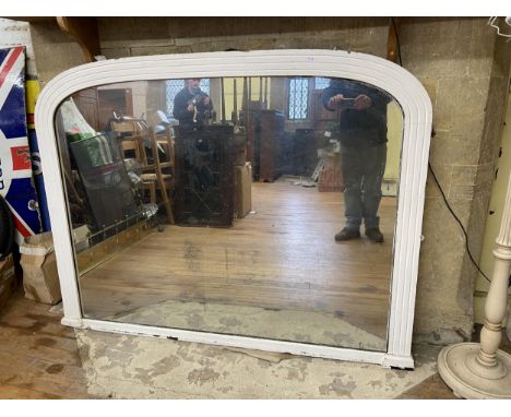 A large wooden painted overmantel mirror, 133 x 167 cm 