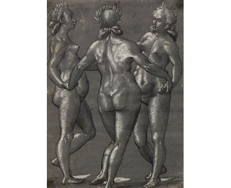 CHRISTOPH MURER(Zürich 1558 - 1614 Winterthur)Die drei Grazien. Um 1585/87.Feder in Schwarz, grau laviert, weiss gehöht, auf 