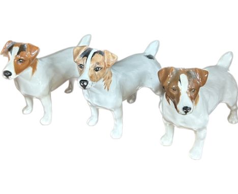 3 Vintage Beswick Jack Russel dog ornaments, all in good overall condition 