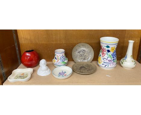 Large selection of Poole pottery includes Vase, Flower vase, Pin tray etc 