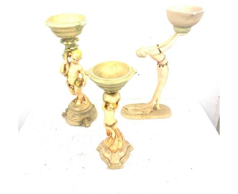 Selection of 3 Vintage novelty Resin table ash trays/ plant stands tallest measures 39cm 