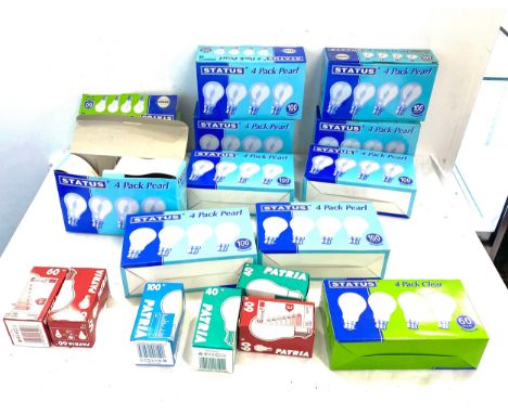 Box of unused light bulbs to include pearl 100 watt etc 