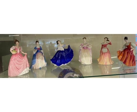 Selection of Six Royal Doulton lady figures includes Elaine, Valarie, Eleanor, Miss K, Lady Red, Patricia etc. 