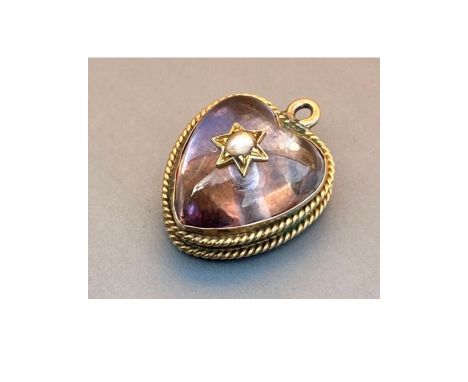 Antique Victorian rock crystal 15ct gold seed pearl locket pendant, approximate width 1.6cm