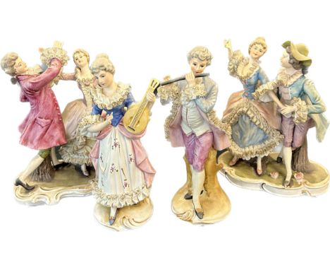 Selection 4 vintage lace detail figurines 
