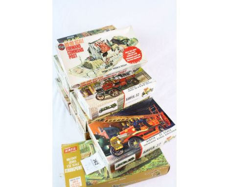 Ten boxed, unmade Airfix plastic model kits, to include Museum Models 1804 Steam Locomotive, Paddle Steamer Engine x2 &amp; B
