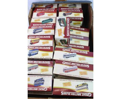 30 boxed 1:76 Atlas Editions Great British Buses to include buses, coaches and trams featuring Hull Corporation, Western Nati