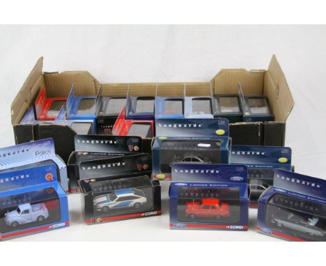 20 boxed 1:43 Corgi ltd edn Vanguards to include Police, Vauxhall, Ford, MG, Jaguar, Rootes, Boy Racers etc 