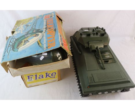 Action man accessories, a playworn selection to include boxed Helicopter, Tank, Special Mission Pod, barbed wire etc 