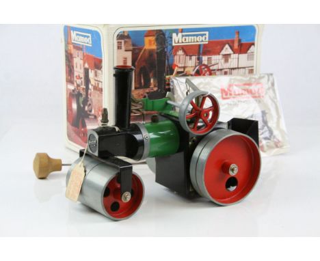 Boxed Mamod Steam Roller SR 1A, excellent condition, appearing unused, with steering rod, funnel &amp; booklet, box gd
