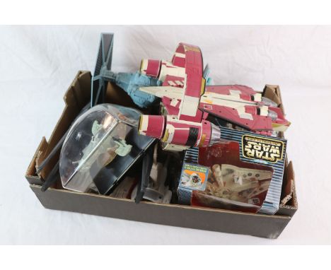 Star Wars - Collection of Star Wars vehicles &amp; figures to include boxed Galoob Action Fleet Millennium Falcon, boxed Boba