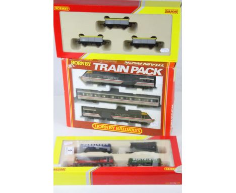 Boxed Hornby OO gauge R397 BR Inter City 125 High Speed Train Pack (split to box window) plus R2669 Railroad Train Pack (dama