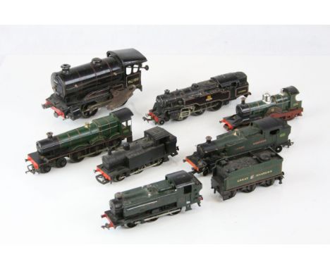Six OO gauge locomotives to include Hornby R759 Hagley Hall, Triang R354 Lord of the Isles, Hornby Dublo BR 2-6-4 80054, Grah