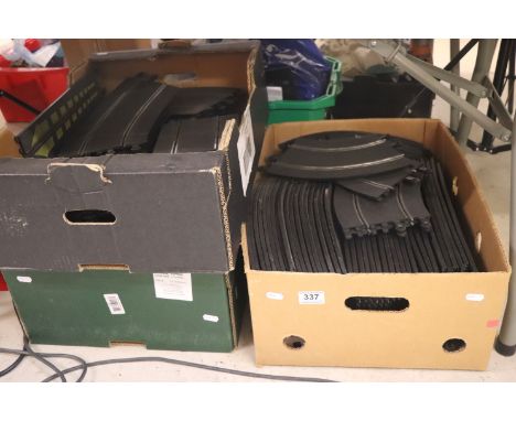 A quantity of Scalextric to include Cars, Track and accessories.