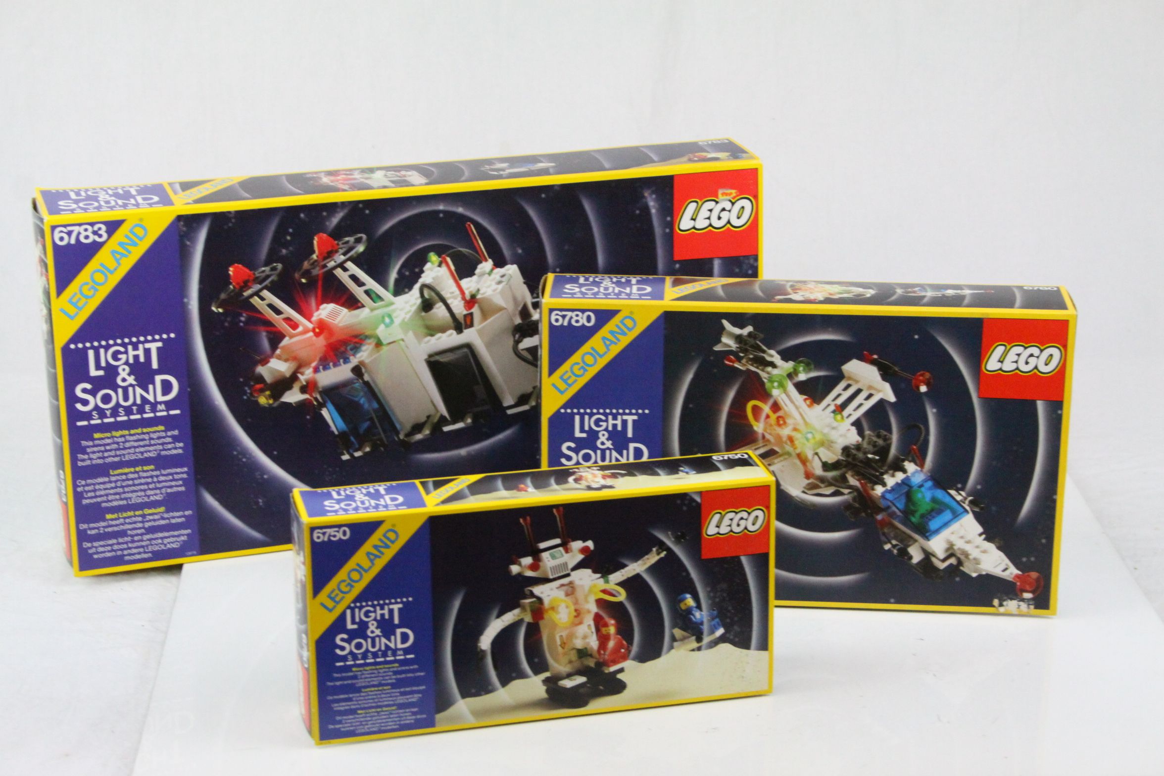 Lego Three original boxed Legoland Space Light & Sound sets to