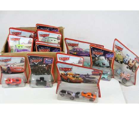 23 carded Mattel Disney Pixar Cars models featuring Wingo, Lizzie, Lightening McQueen. Sheriff, Sergent, Brand New Mater, Flo