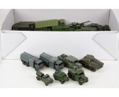 38 Dinky &amp; Solido play worn military diecast models, circa 60/70s mainly, various models, a few repaints