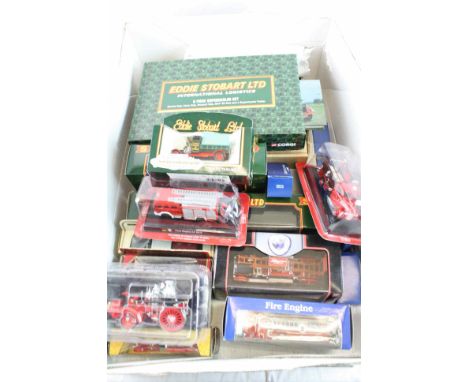 Collection of diecast model vehicles to include Corgi Eddie Stobart, Matchbox Models of Yesteryear fire engine models, Corgi 