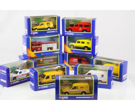 11 boxed Corgi Collection diecast models to include AA, Red Star, Police, National Power, Royal Mail, Working Features Parcel