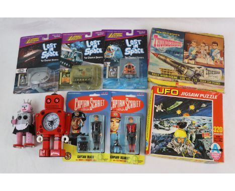 Collection of Space related toys to include 3 x carded Plating Mantis Johnny Lightning Lost in Space  the classic series vehi