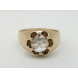 1 Ring GG 14ct. mit Diamantrose wohl ca. 1,5ct. ca. D bis zu 8mm, z.T. am Rand besch., Ringgröße ca.