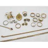 1 Konv. Schmuck wohl vollständig GG/WG je 8ct. z.T. mit Edelsteinen, Diamanten, je Asp./Gsp.