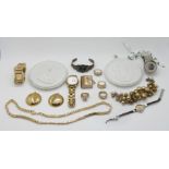 1 Konv. Schmuck Silber (1 Teil) /Mode/Metall u.a. sowie versch. Armbanduhren z.B. STEIFF