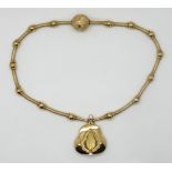 1 Collier mit Medaillon je Handarbeit lt. Beschreibung: je GG 18ct. (Medaillon gestempelt), je Unika